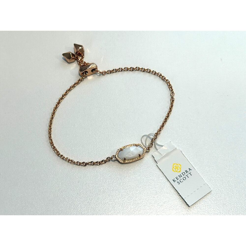 Kendra Scott Elaina Rose Gold Bracelet Adjustable Chain w/ Mother-of-Pearl Stone